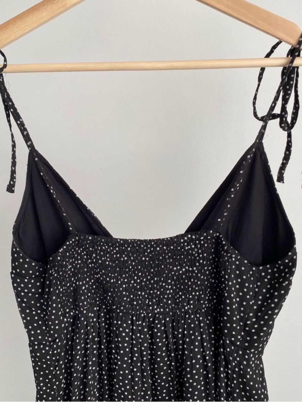 Abercrombie & Fitch Love Struck Maxi Tiered Dress Black White Polka Dot Medium M - Picture 7 of 7